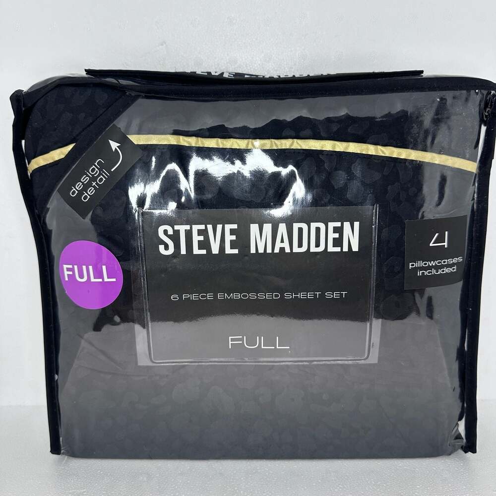 Steve Madden 6 Piece Embossed Sheet Set Full Black